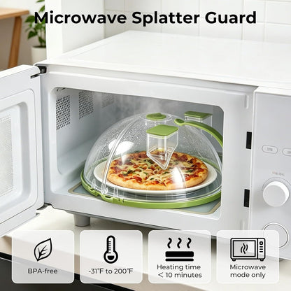 10-in Sturdy Insulated Plastic Microwave Splatter Cover with Water Steamer - Microwave Safe Food Dome, Kitchenware Accessory for Oven